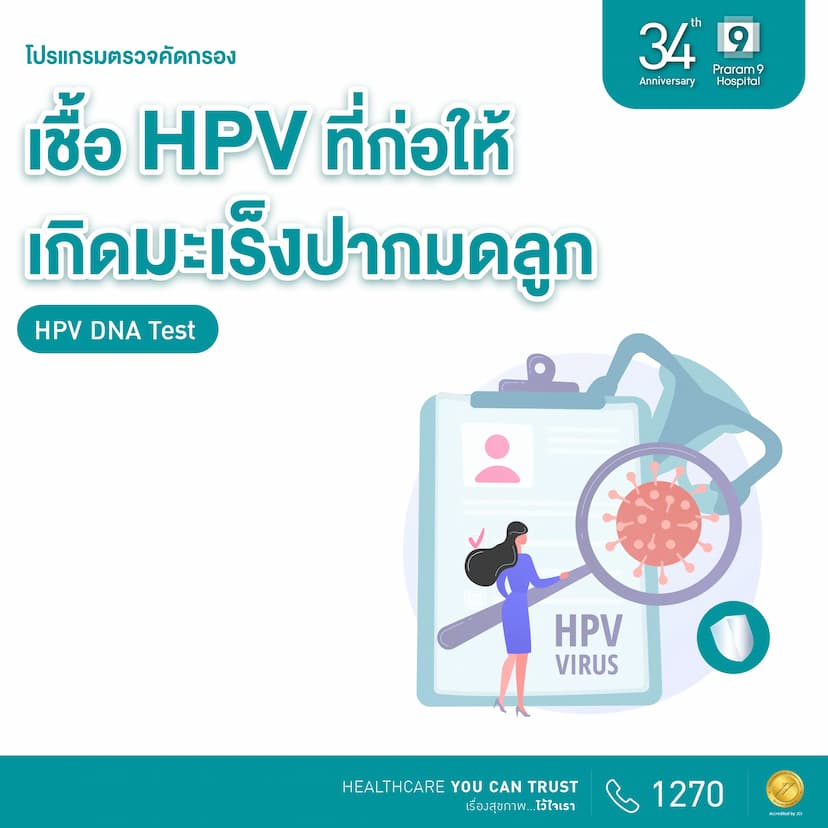 34th Anniversary : ตรวจหาเชื้อเอชพีวีที่ก่อให้เกิดมะเร็งปากมดลูก (HPV DNA Test) 