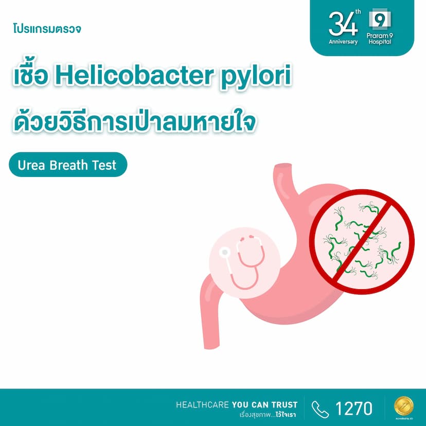 34th Anniversary :  ตรวจเชื้อ Helicobacter pylori ด้วยวิธีการเป่าลมหายใจ  (Urea Breath Test)